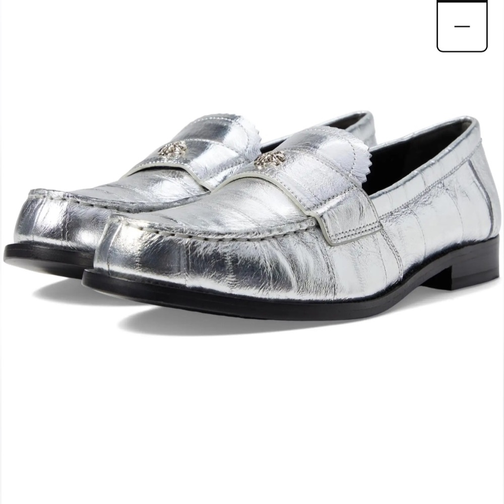 NWOB Tori Burch Classic Metallic Loafers